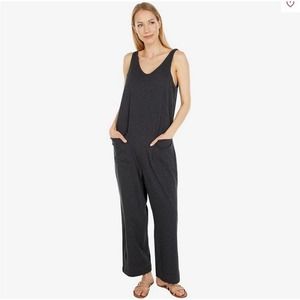 PACT All Ease Lounge Jumpsuit 100% Organic Cotton with Pockets in Charcoal